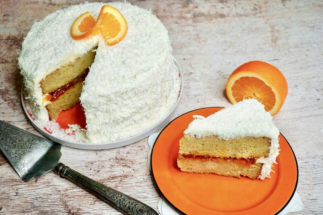 Orange Cake With Cream Cheese Frosting & Coconut